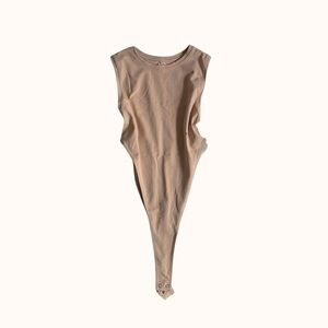 high waist sleeveless bodysuit in nude/tan